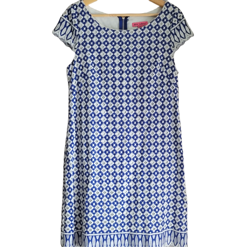 Betsey Johnson Eyelet Dress Royal Blue & White Size 8